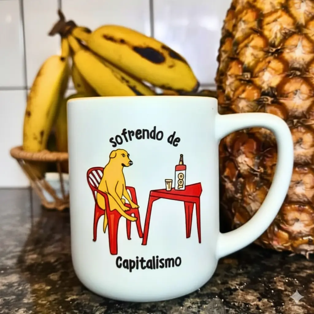 Caneca de Cerâmica Sofrendo de capitalismo