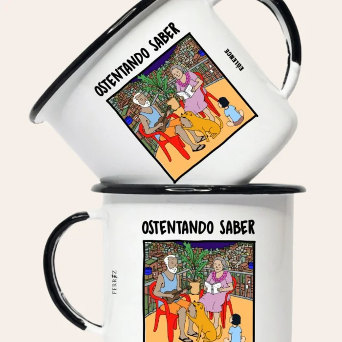 Caneca Esmaltada – Collab Eglence + Ferréz – Ostentando Saber